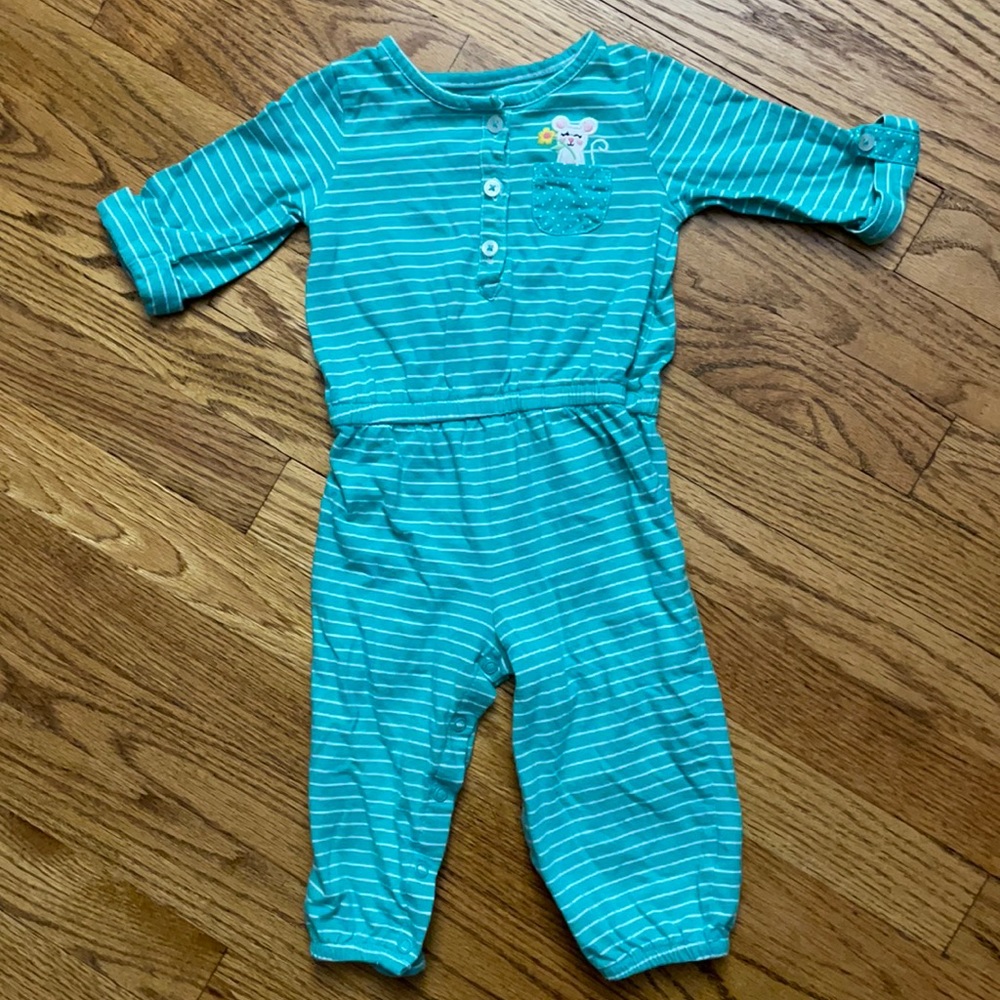 Carter's | Green Jumpsuit with Mouse in Pocket